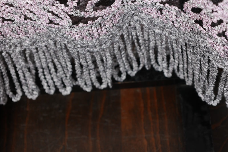 New Stole - Shades of Gray, Light Purple, Grape and Floral Pattern - b670