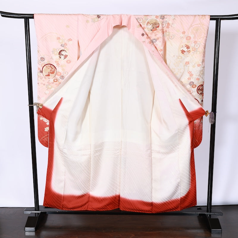 Long-sleeved kimono Used Size M (Furisode)100%Silk/K100