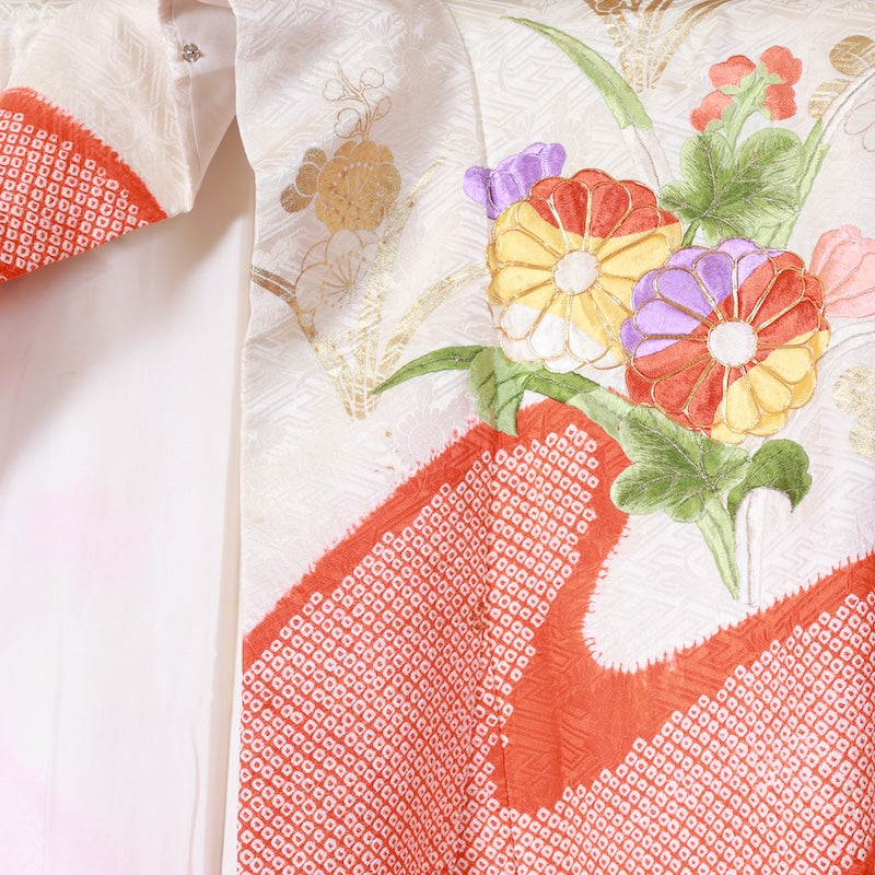 Long-sleeved kimono Used Size M (Furisode)100%Silk/99