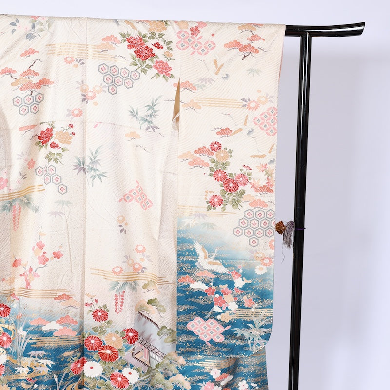 Long-sleeved kimono Used Size M (Furisode)100%Silk/K98