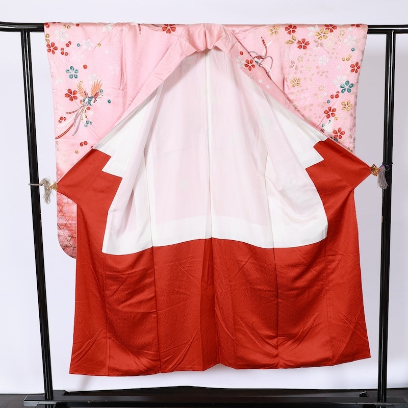Long-sleeved kimono Used Size M (Furisode)100%Silk/K97