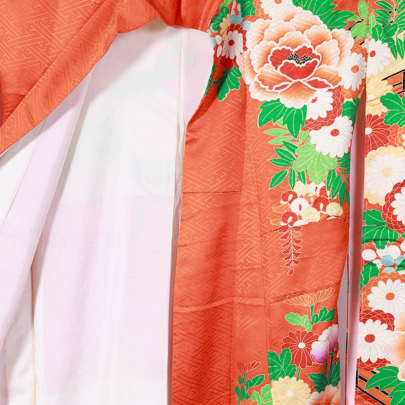 Long-sleeved kimono Used Size M (Furisode)100%Silk/K95