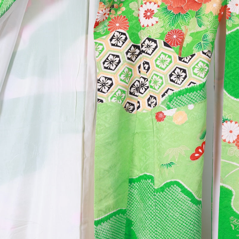 Long-sleeved kimono Used Size M (Furisode)100%Silk/K94