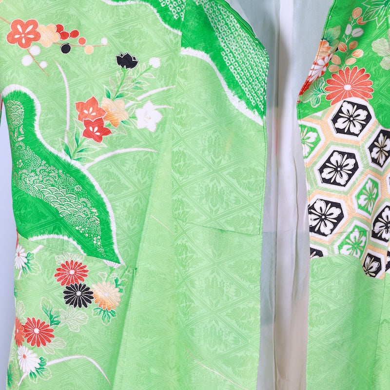 Long-sleeved kimono Used Size M (Furisode)100%Silk/K94