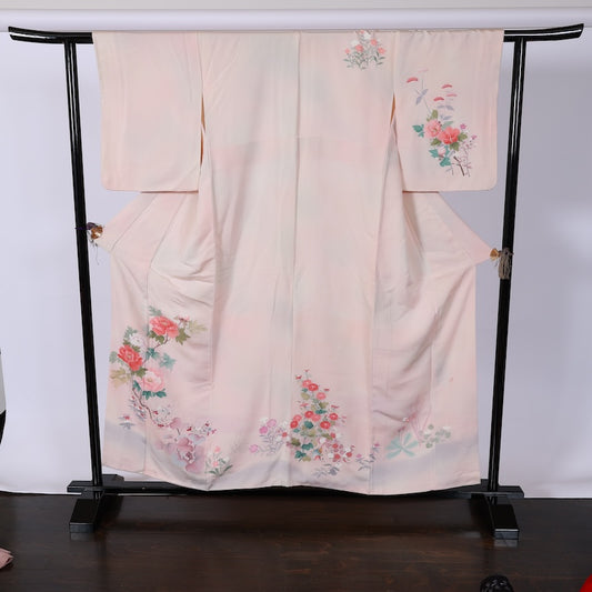 Japanese kimono used <houmongi> M-size silk 100% /B789