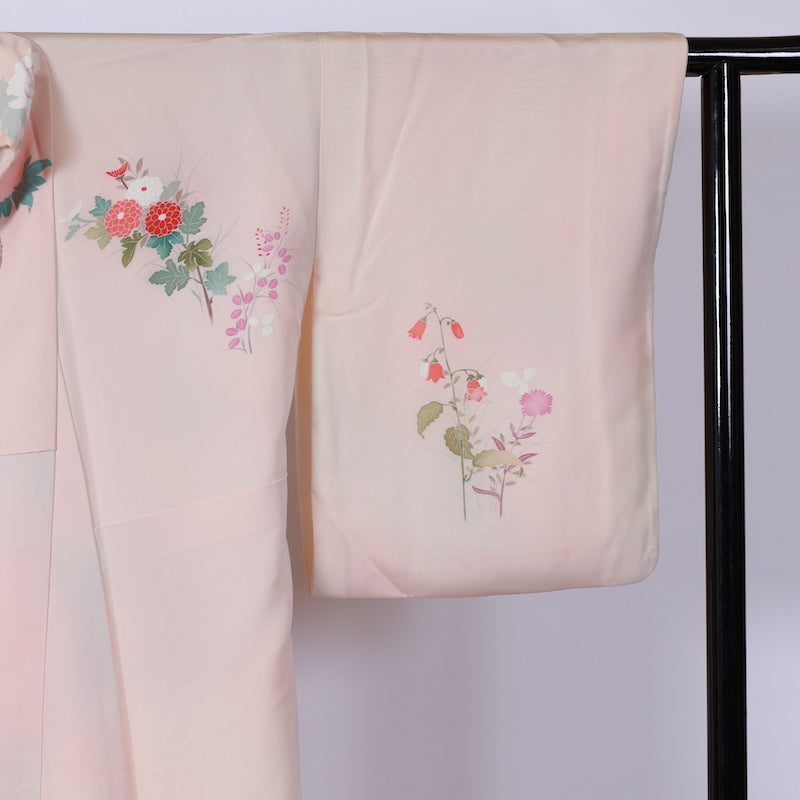 Japanese kimono used <houmongi> M-size silk 100% /B789
