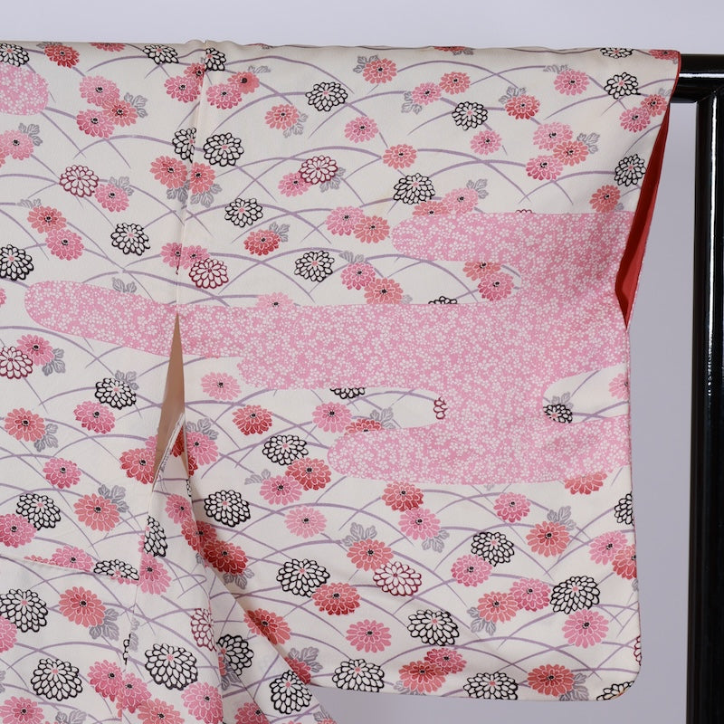 Japanese kimono used <Komon> L-size silk 100% /B798