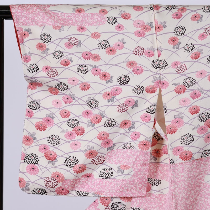 Japanese kimono used <Komon> L-size silk 100% /B798