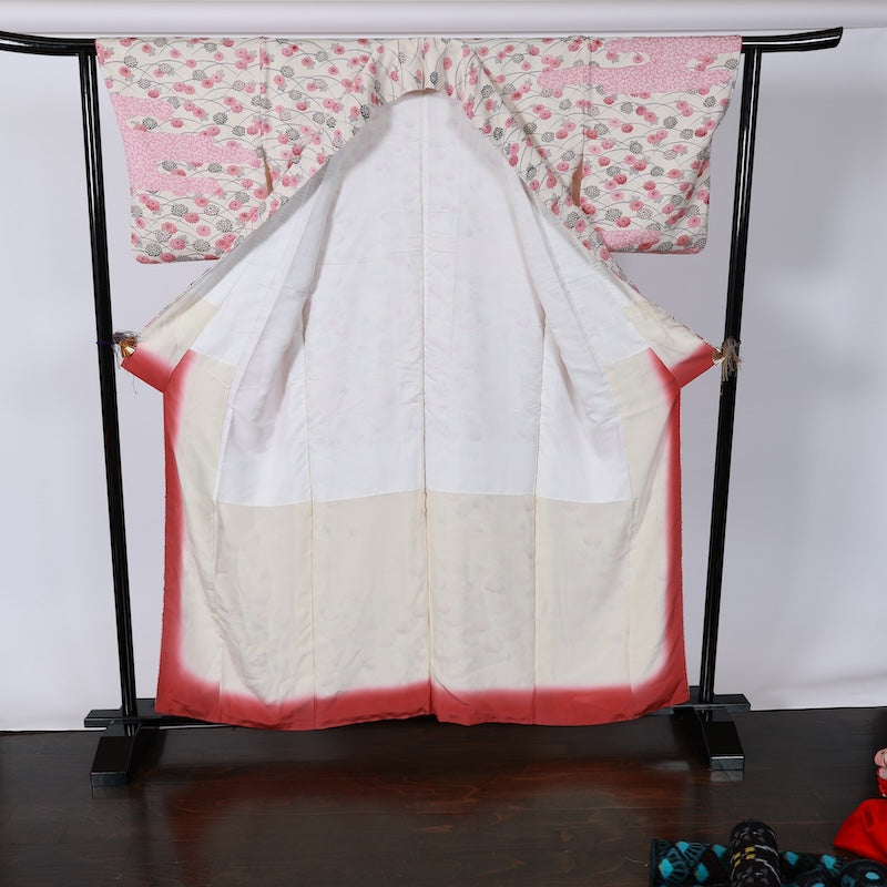 Japanese kimono used <Komon> L-size silk 100% /B798