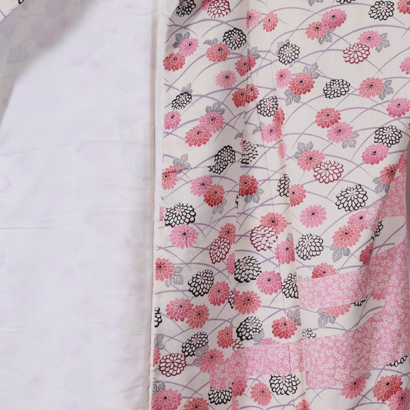 Japanese kimono used <Komon> L-size silk 100% /B798