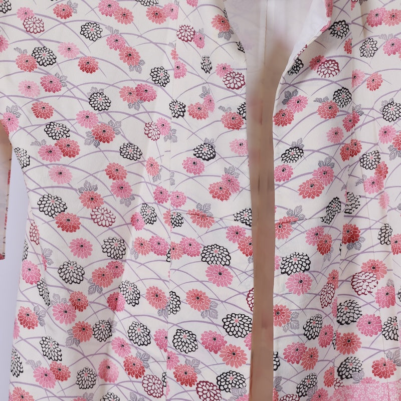 Japanese kimono used <Komon> L-size silk 100% /B798