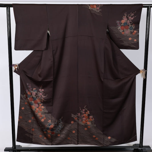 Japanese kimono used <houmongi> M-size silk 100% /B802