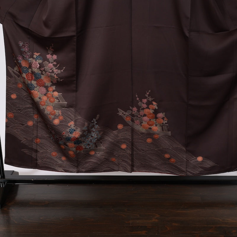 Japanese kimono used <houmongi> M-size silk 100% /B802