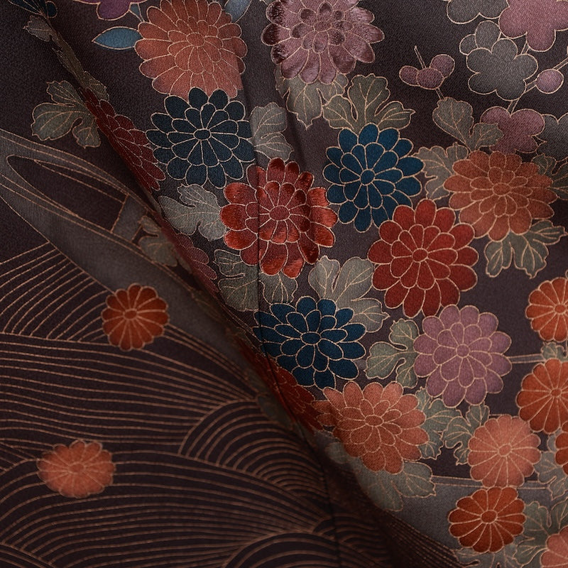 Japanese kimono used <houmongi> M-size silk 100% /B802