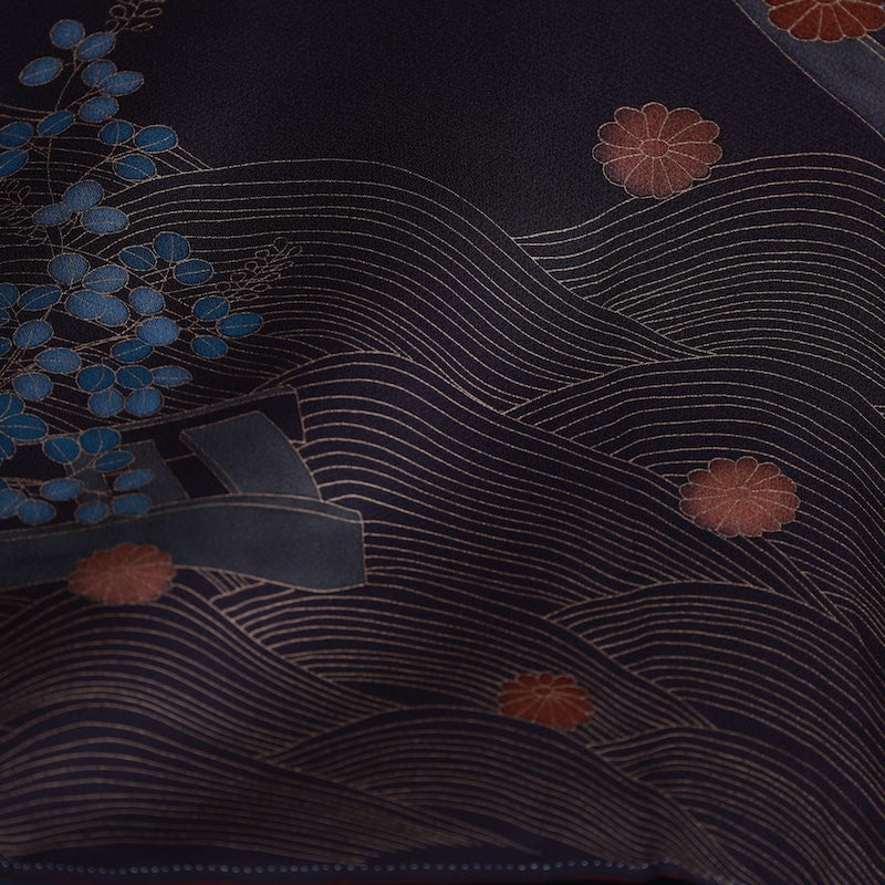 Japanese kimono used <houmongi> M-size silk 100% /B802