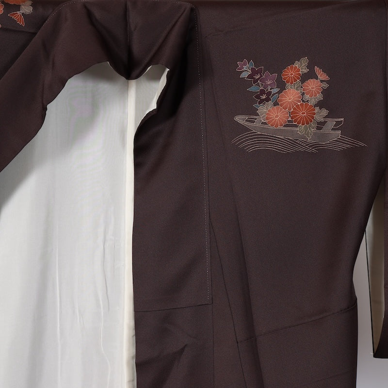 Japanese kimono used <houmongi> M-size silk 100% /B802