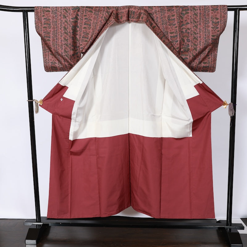 Japanease kimono New (tsumugi)size-M silk 100%/K133