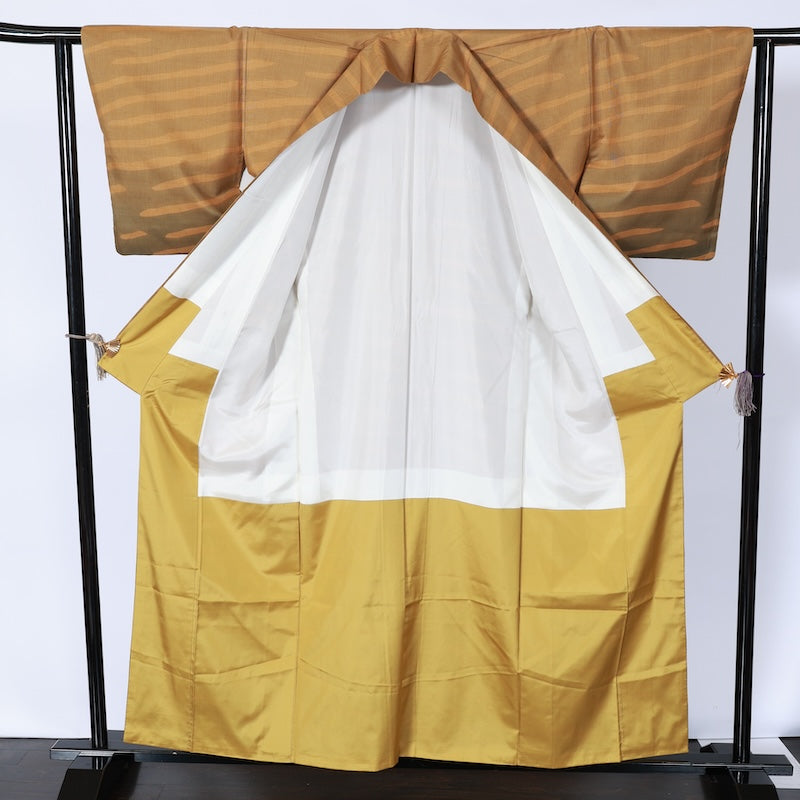 Japanease kimono used(tsumugi)size-L silk 100%/K155