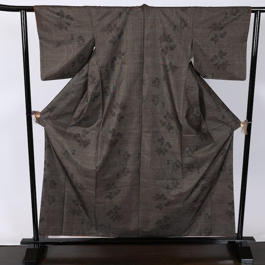 Japanese kimono used <TSumugi> Msize silk 100% /B787