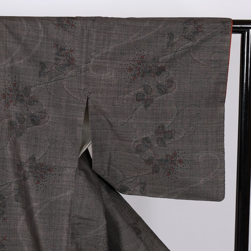 Japanese kimono used <TSumugi> Msize silk 100% /B787