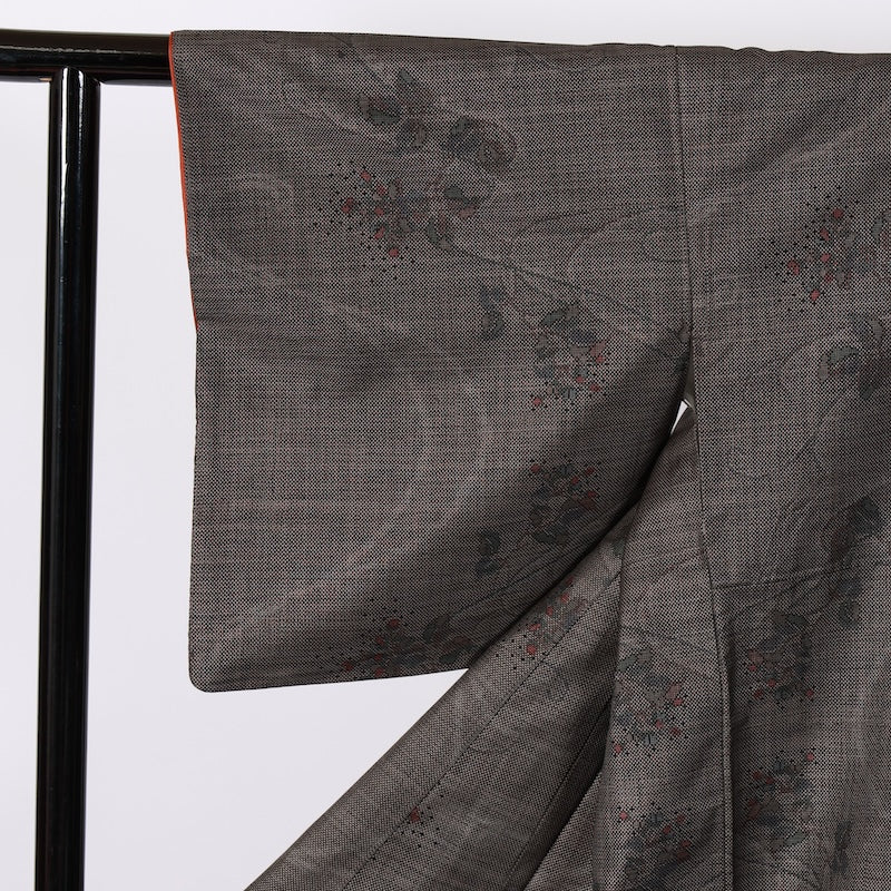 Japanese kimono used <TSumugi> Msize silk 100% /B787