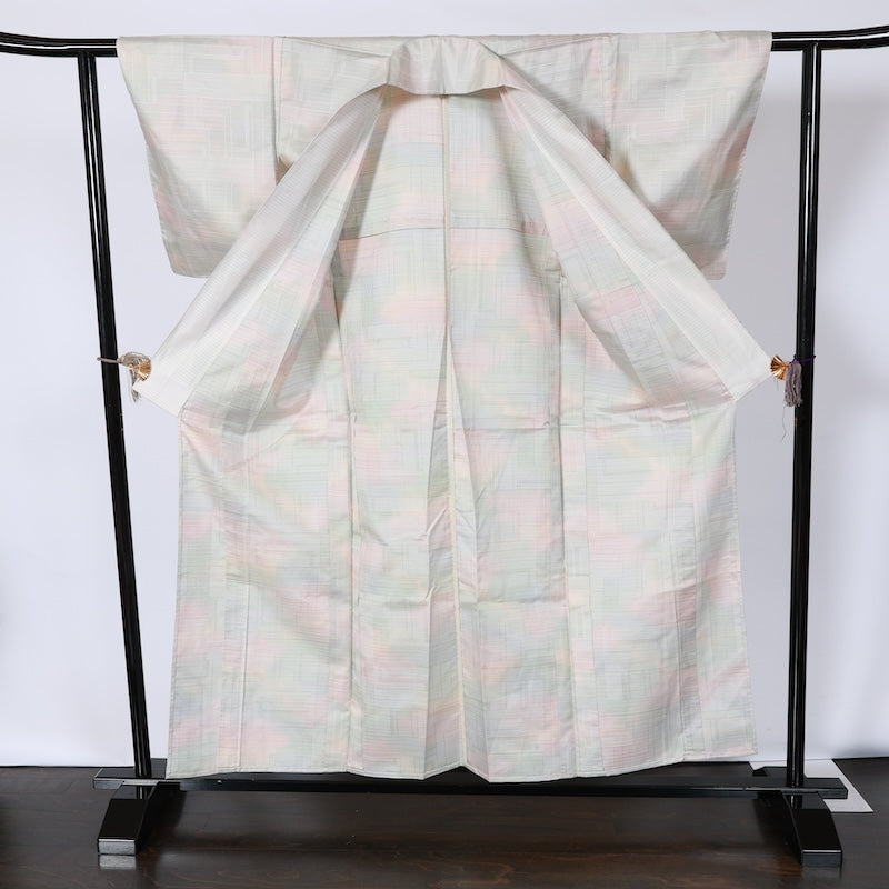Japanease kimono used(tsumugi)size-M silk 100%/K144