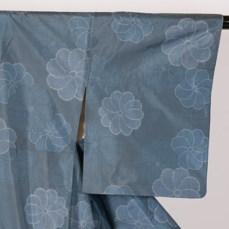 Japanese kimono used <Tsumugi> M-size silk 100% /B786