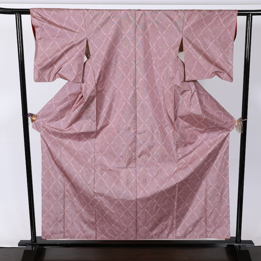 Japanese kimono used <Tsumugi> L-size silk 100% /B784