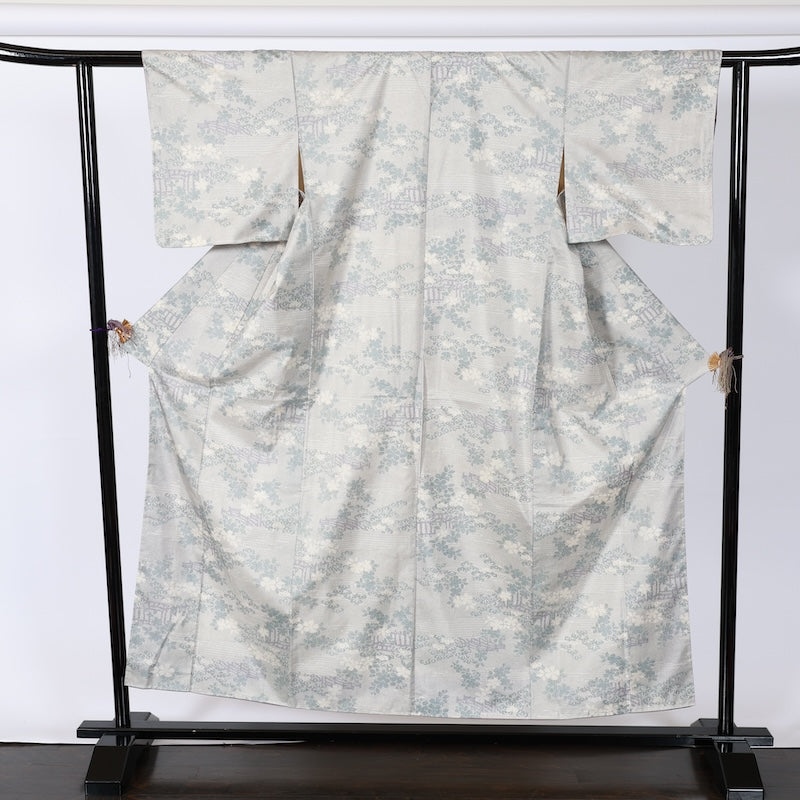 Japanese kimono used <Tsumugi> M-size silk 100% /B788