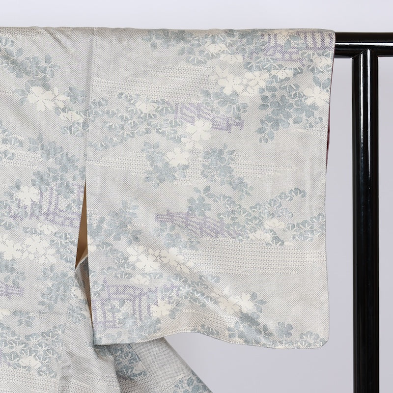 Japanese kimono used <Tsumugi> M-size silk 100% /B788