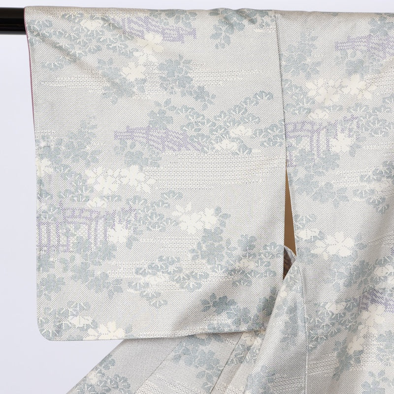 Japanese kimono used <Tsumugi> M-size silk 100% /B788