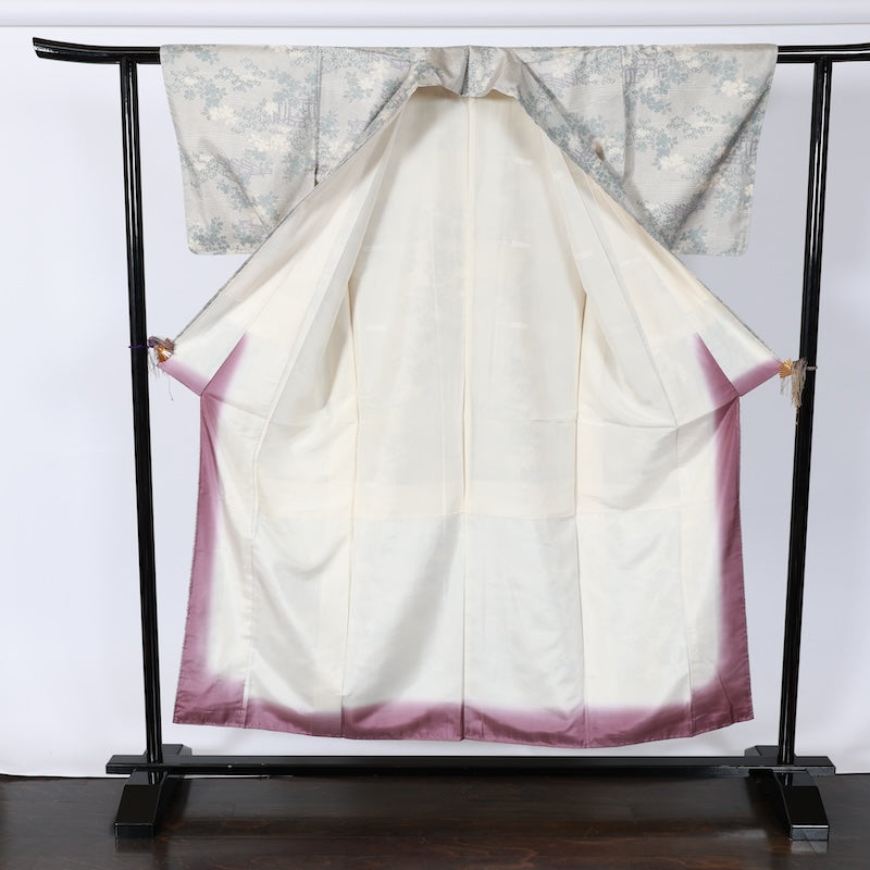 Japanese kimono used <Tsumugi> M-size silk 100% /B788