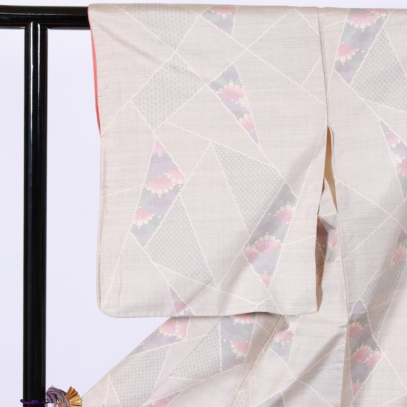 Japanese kimono used <Tsumugi> M-size silk 100% /B785
