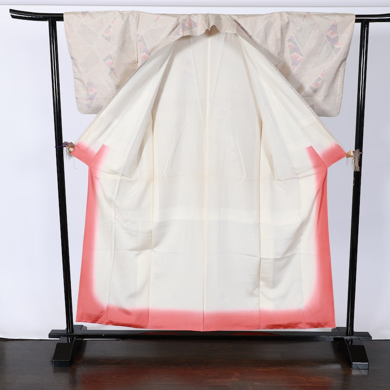 Japanese kimono used <Tsumugi> M-size silk 100% /B785