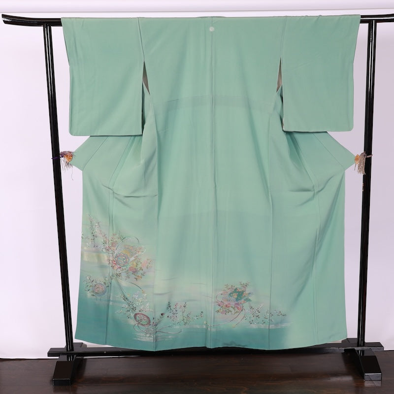 Japanese kimono used <houmongi> M-size silk 100% /B768