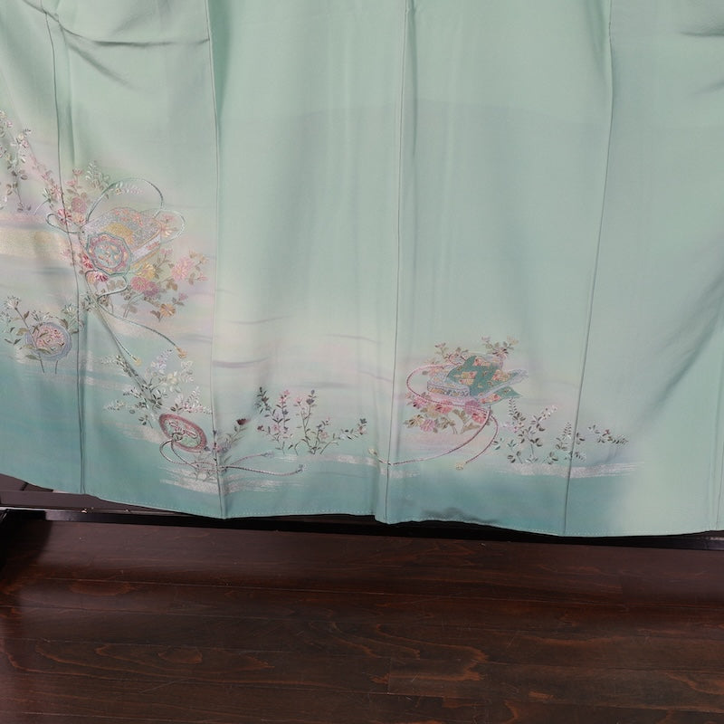 Japanese kimono used <houmongi> M-size silk 100% /B768