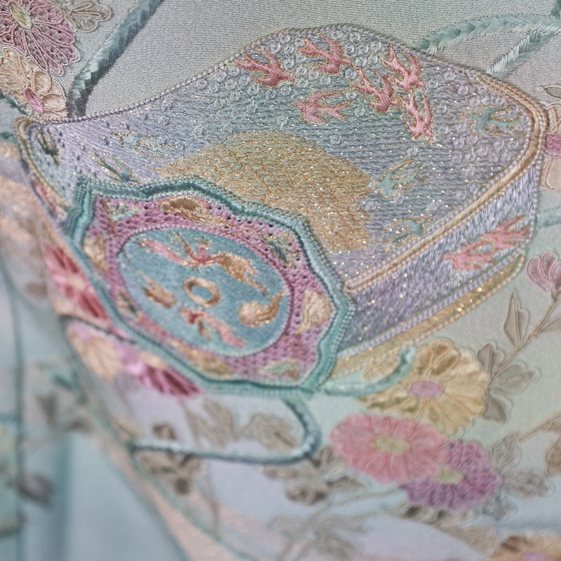 Japanese kimono used <houmongi> M-size silk 100% /B768