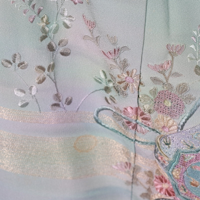 Japanese kimono used <houmongi> M-size silk 100% /B768