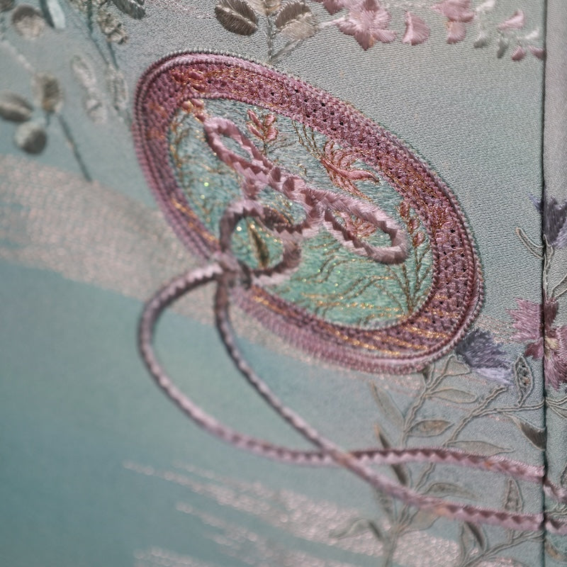 Japanese kimono used <houmongi> M-size silk 100% /B768