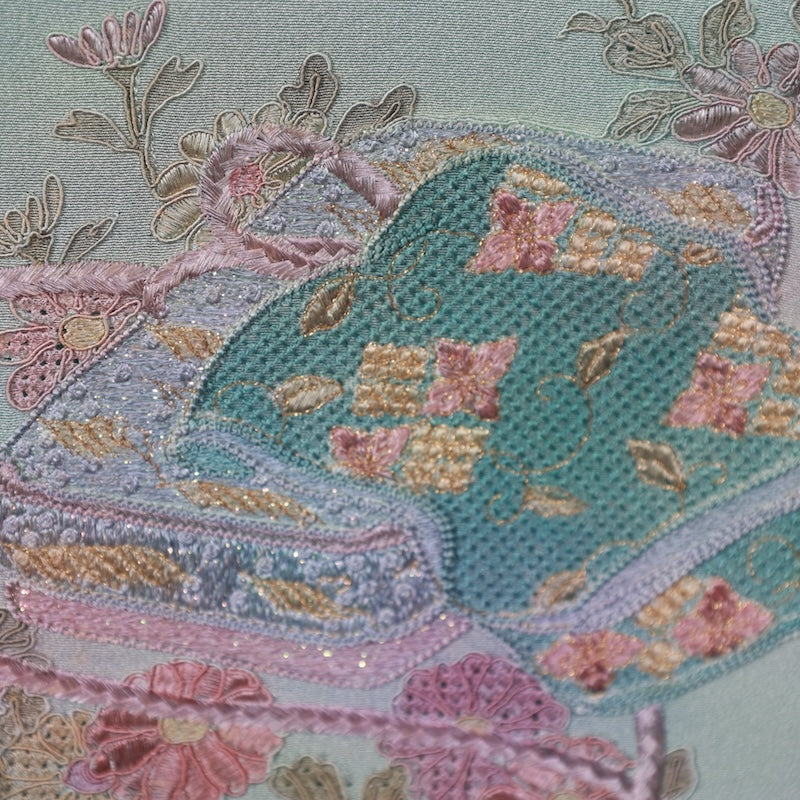 Japanese kimono used <houmongi> M-size silk 100% /B768