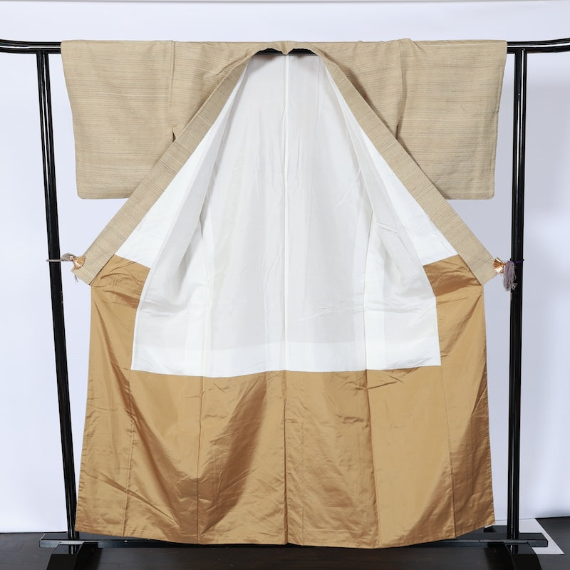 Japanease kimono used(tsumugi)size-L silk 100%/K155