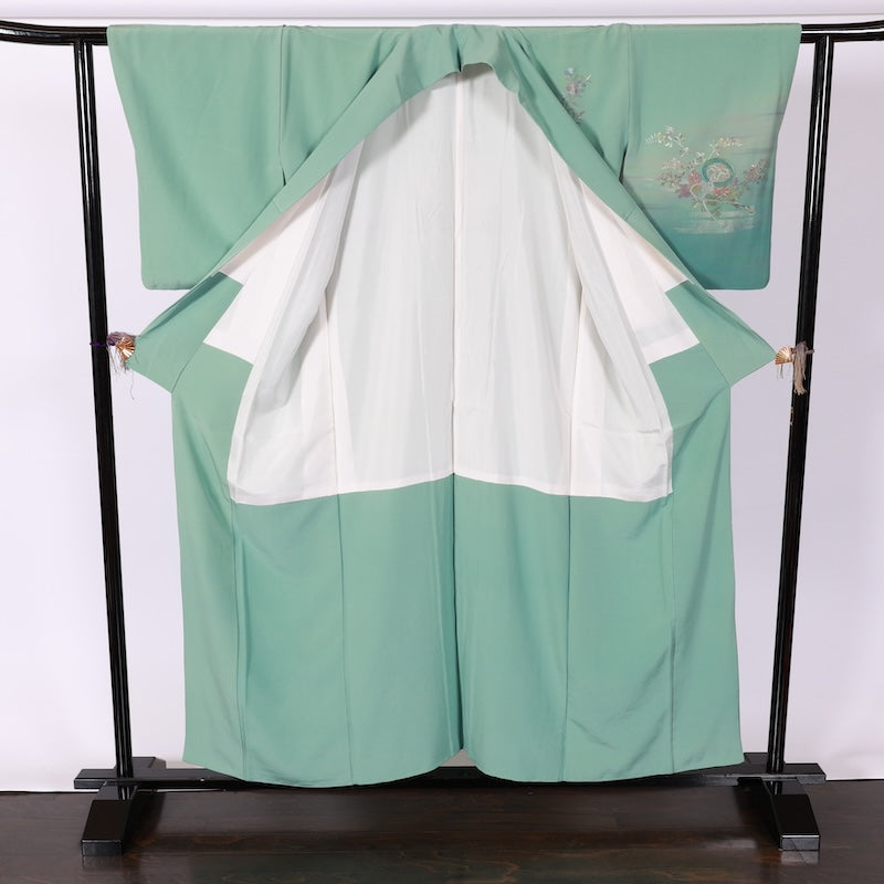 Japanese kimono used <houmongi> M-size silk 100% /B768