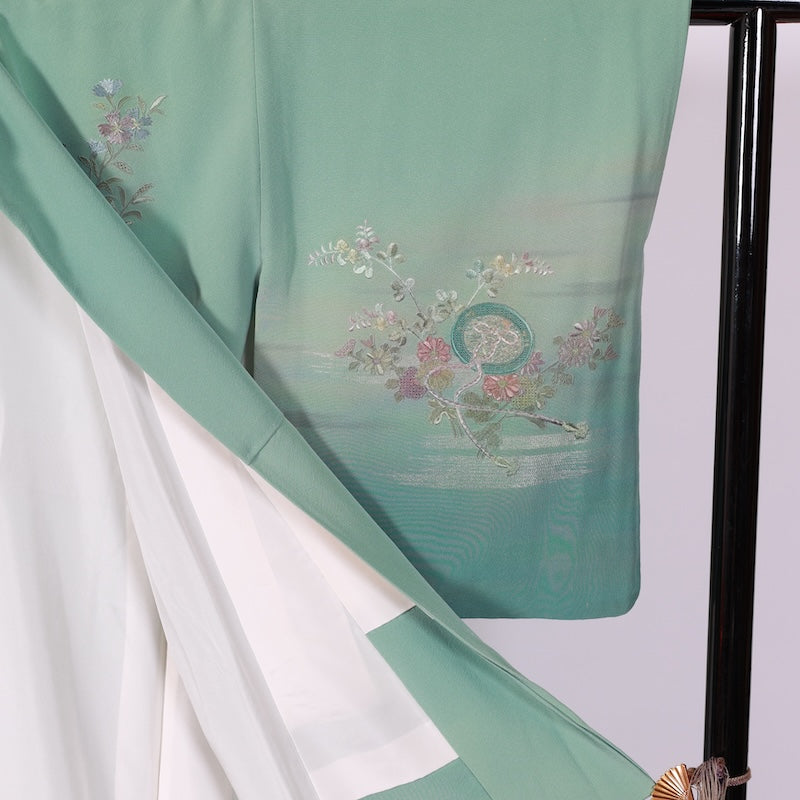 Japanese kimono used <houmongi> M-size silk 100% /B768