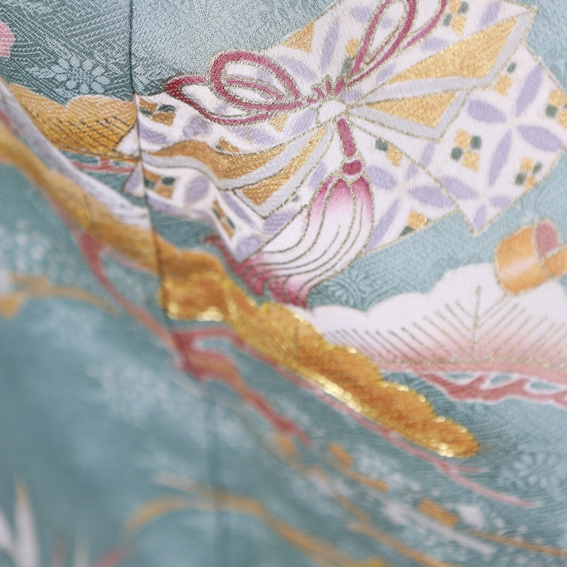 Japanese kimono used <irotomesode> L-size silk 100% /B805