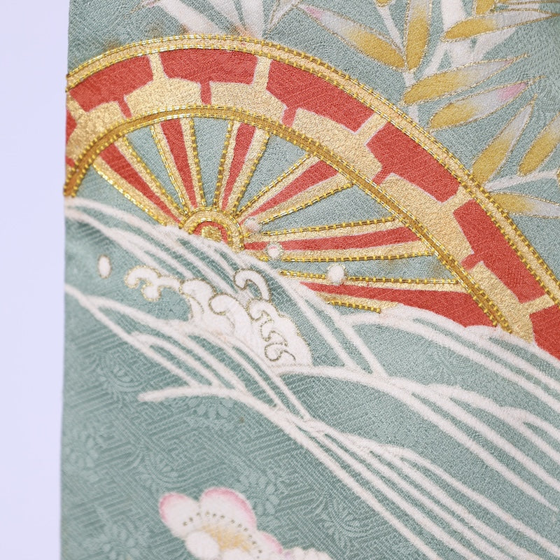 Japanese kimono used <irotomesode> L-size silk 100% /B805
