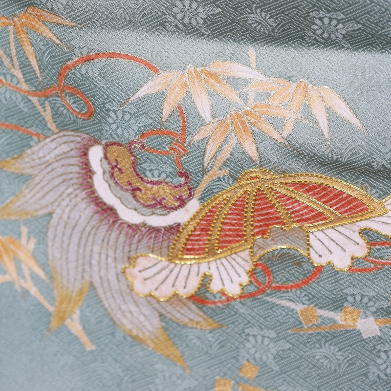 Japanese kimono used <irotomesode> L-size silk 100% /B805