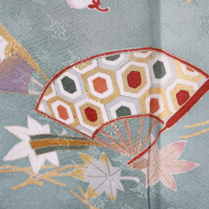 Japanese kimono used <irotomesode> L-size silk 100% /B805