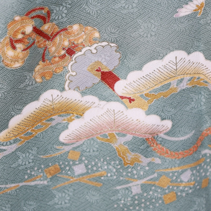 Japanese kimono used <irotomesode> L-size silk 100% /B805