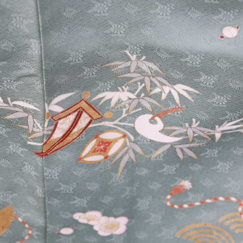 Japanese kimono used <irotomesode> L-size silk 100% /B805
