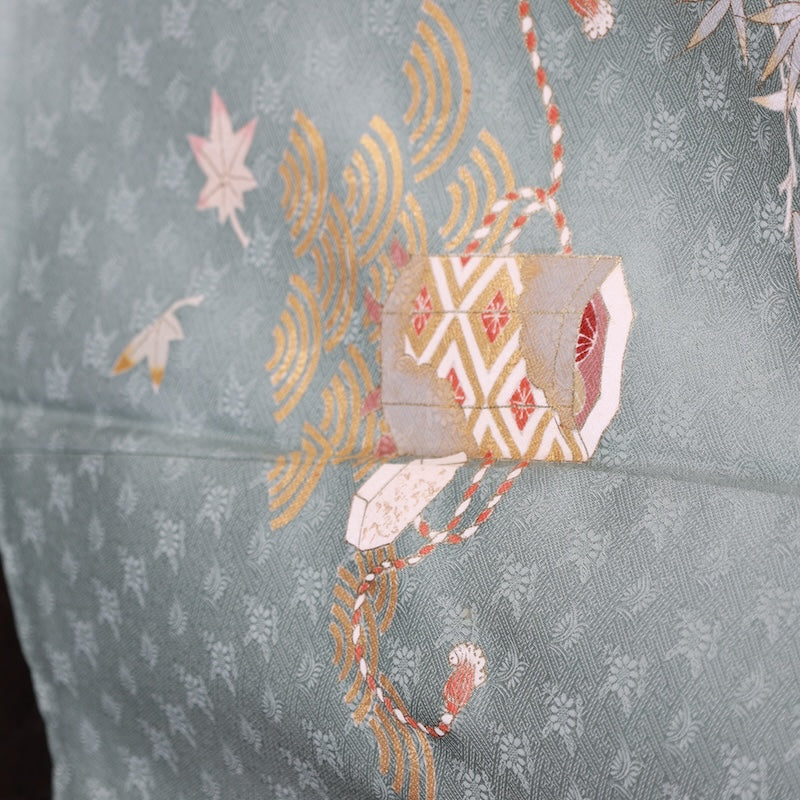 Japanese kimono used <irotomesode> L-size silk 100% /B805